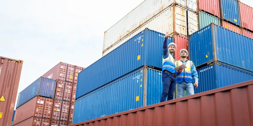 Dos hombres en contendores para unotrans Honduras